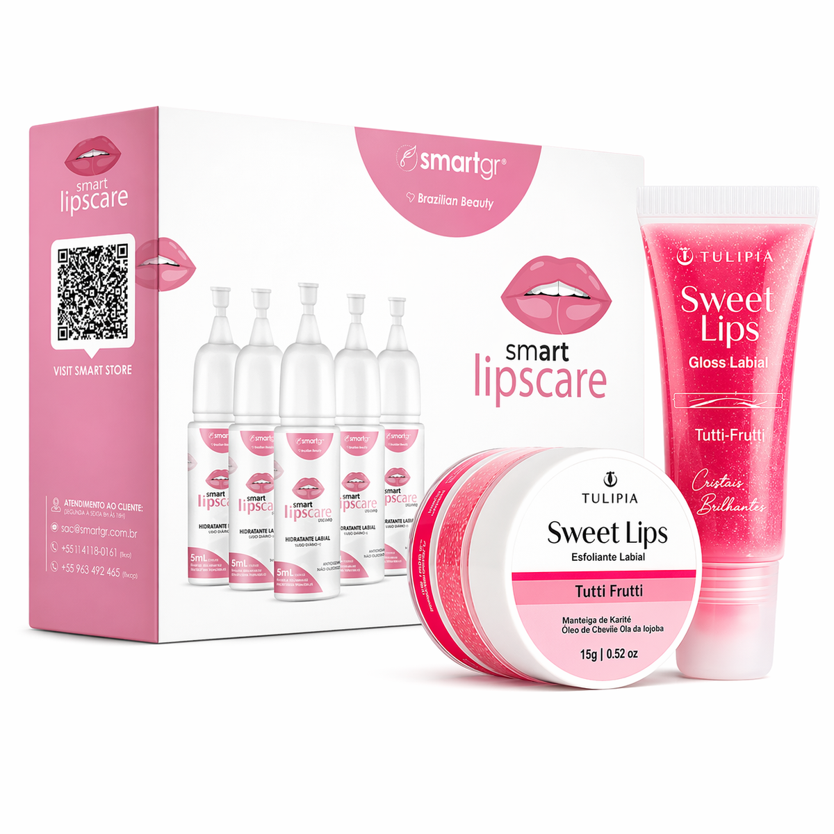 Kit Labios Hidratados Esfoliante Gloss Tutti Frutt Lips Care