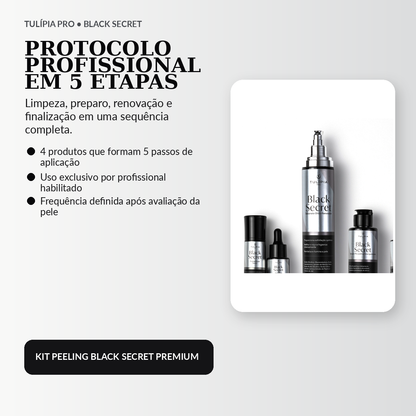 Tulípia Kit Peeling Premium Black Secret 4 Itens Renovação Viço Skincare Profissional