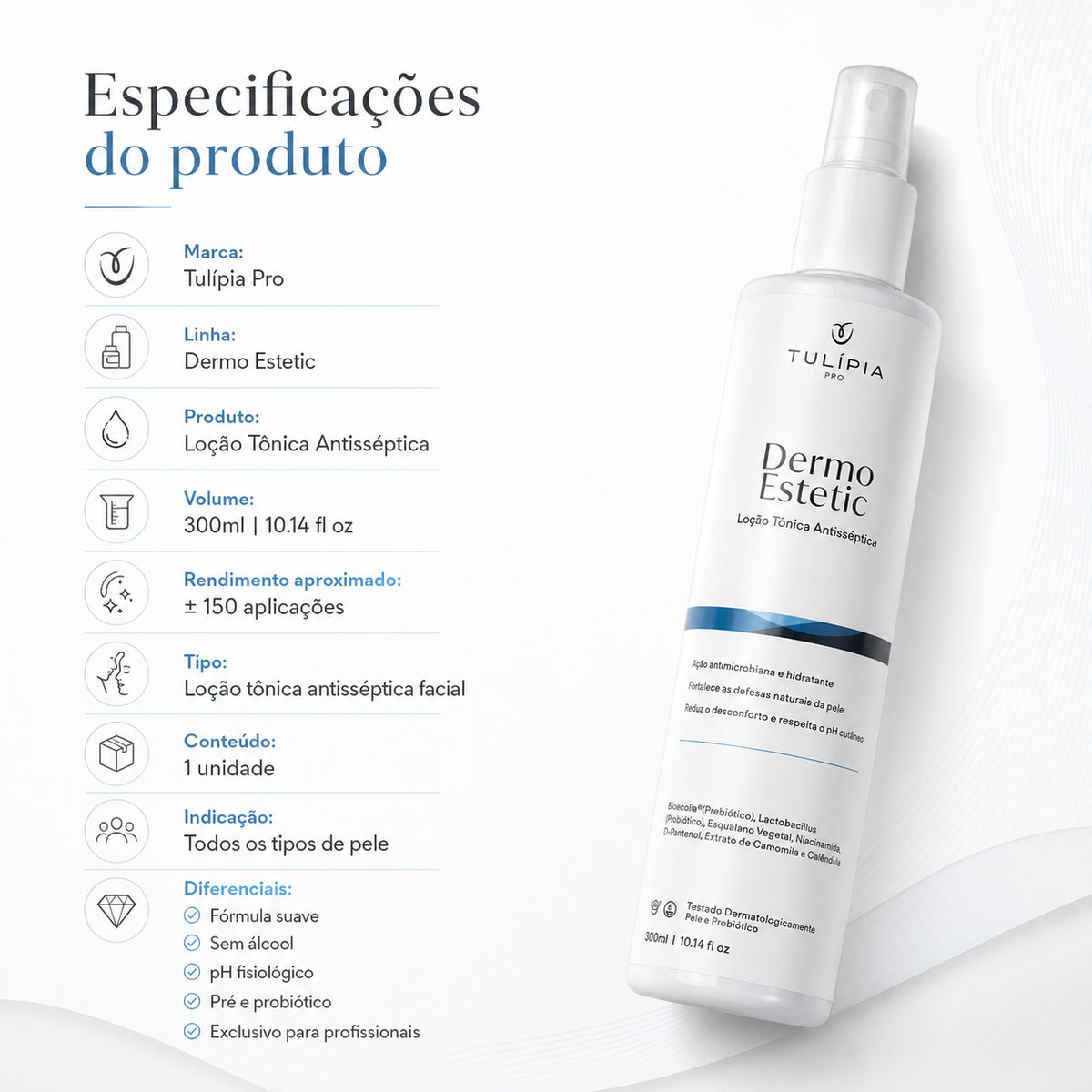 DERMO ESTETIC LOCAO TONICA ANTISSEPTICA 300ML