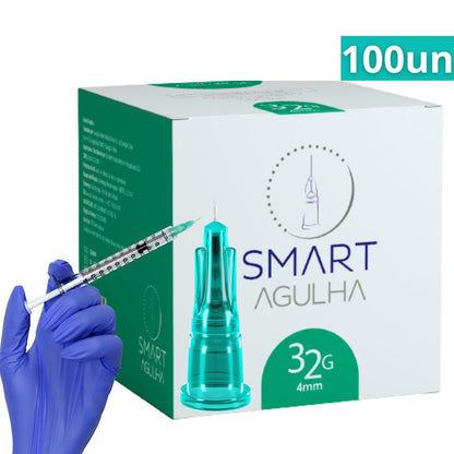 Agulha de Lebel para Mesoterapia 32G 4mm -100 un Smart GR