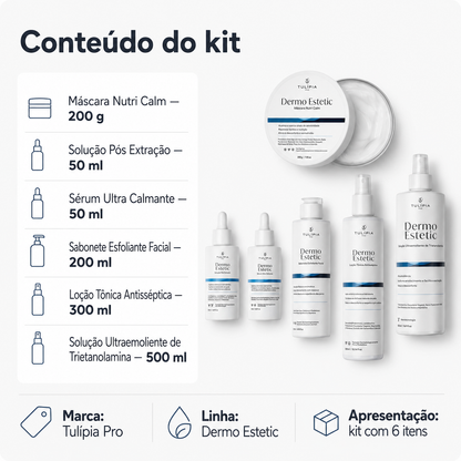 Tulípia Kit Dermo Estetic Limpeza Facial Profissional 6 Itens Controle Oleosidade Skincare