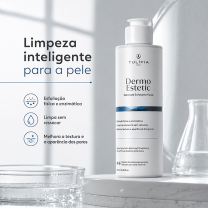 Tulípia Dermo Estetic Sabonete Esfoliante Facial 200ml Limpeza Skincare Profissional
