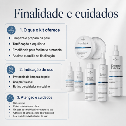 Tulípia Kit Dermo Estetic Limpeza Facial Profissional 6 Itens Controle Oleosidade Skincare