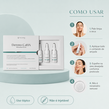 Tulípia Dermo CaHA Monodose Facial 3 Ampolas 5ml Firmeza Elasticidade Skincare Profissional