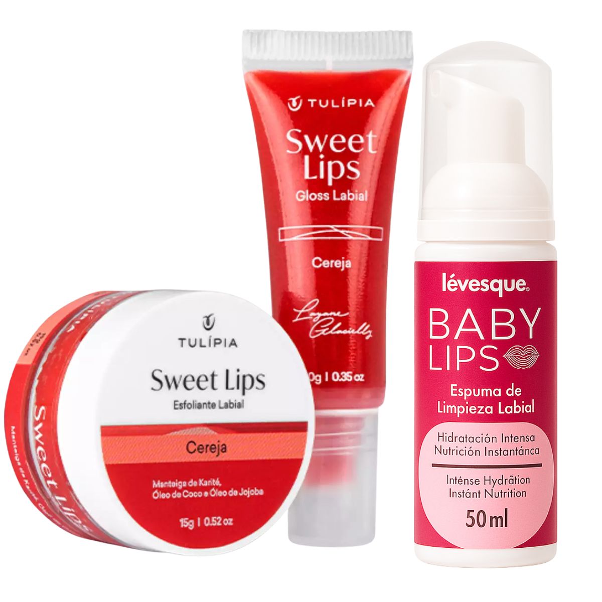 Kit Sweet Lips Gloss Esfoliante e Espuma Labial Hidragloss Cereja