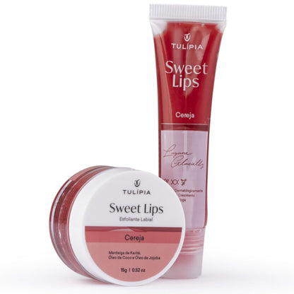 Kit Labial Hidragloss Espuma Esfoliante Gloss Tulípia Cereja