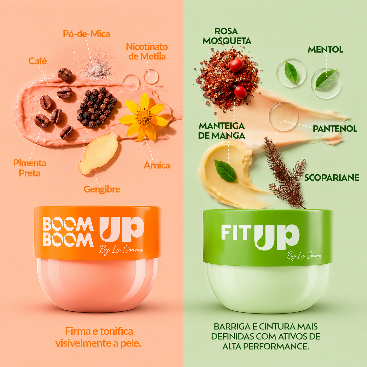 Kit Peach Up Fit Up + BoomBoom Up Cremes Corporais Hidratação e Firmeza
