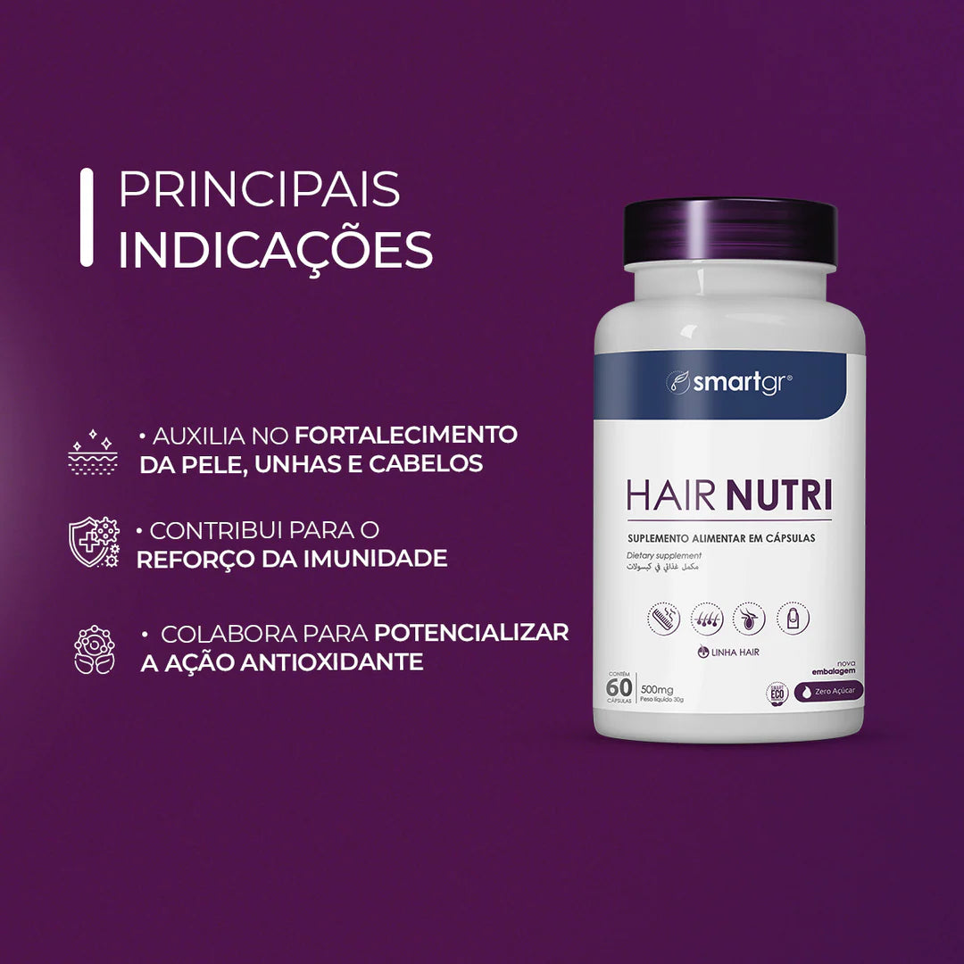Hair Nutri SmartGR 60 Cápsulas Crescimento Cabelo Pele Unhas