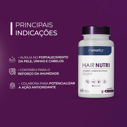 Hair Nutri SmartGR 60 Cápsulas Crescimento Cabelo Pele Unhas