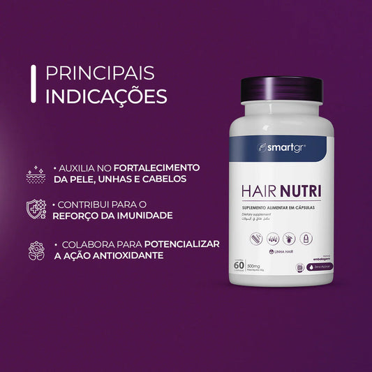Hair Nutri SmartGR 60 Cápsulas Crescimento Cabelo Pele Unhas