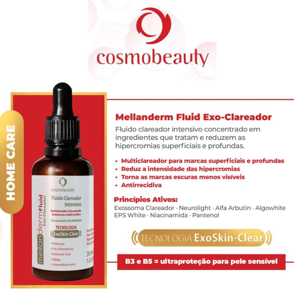Cosmobeauty Mellanderm Fluid Exo Clareador de Melasma 30ml