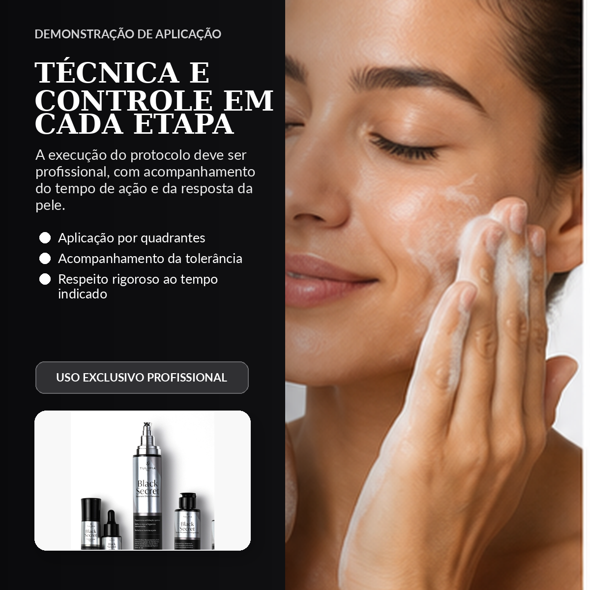 Tulípia Kit Peeling Premium Black Secret 4 Itens Renovação Viço Skincare Profissional