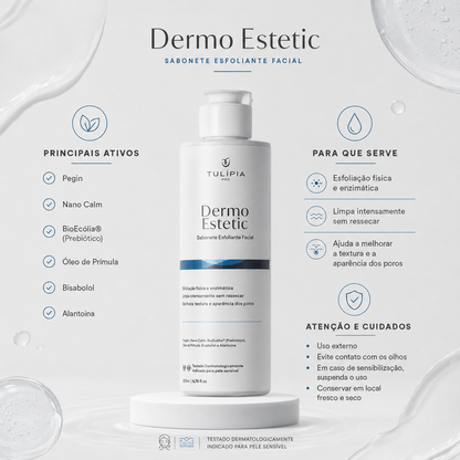 Tulípia Dermo Estetic Sabonete Esfoliante Facial 200ml Limpeza Skincare Profissional