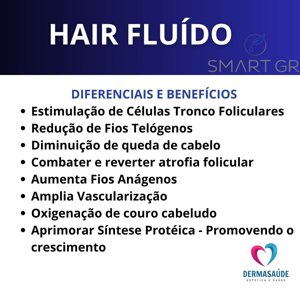 Hair Fluído Capilar Crescimento Fortalecimento Antiquedas 60ml Smart GR
