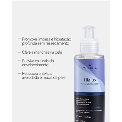 Kit Facial Acido Hialurônico Sabonete Clareador Serum Hialux