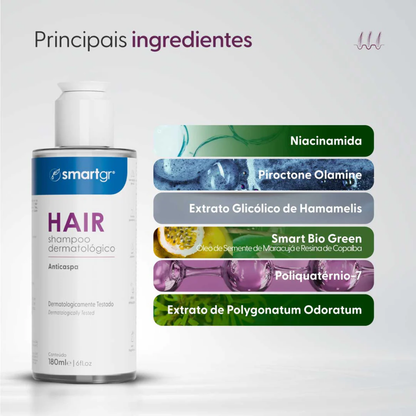 Kit Antiqueda SmartGR Shampoo + Fluido GHK Cu + Hair Nutri