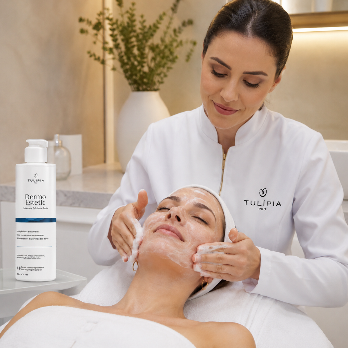 Tulípia Dermo Estetic Sabonete Esfoliante Facial 200ml Limpeza Skincare Profissional