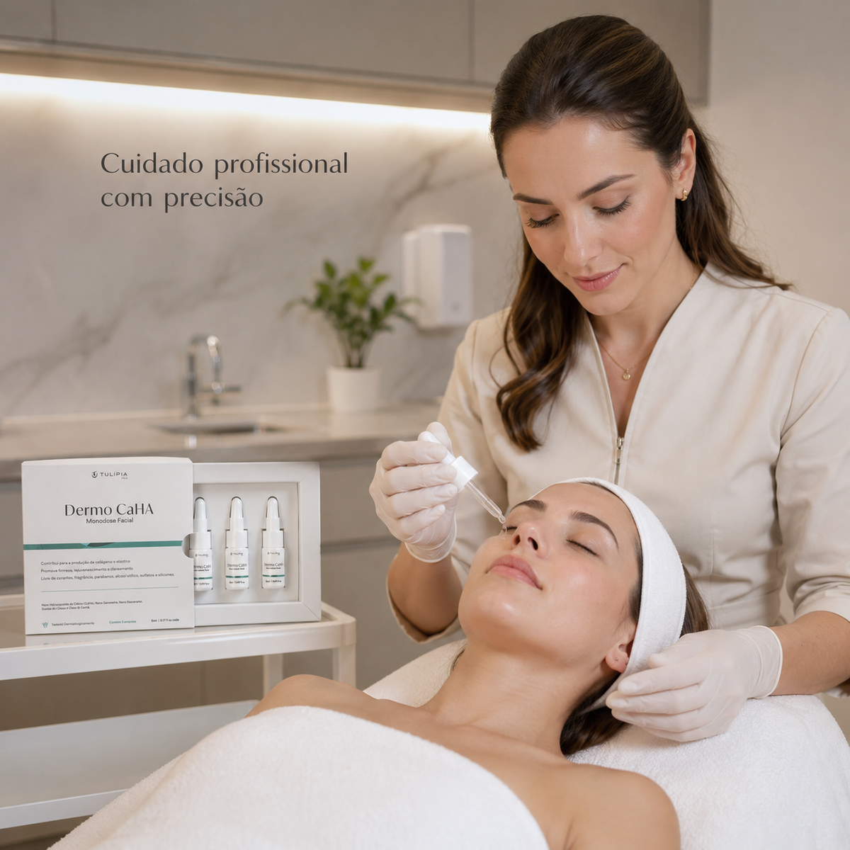 Tulípia Dermo CaHA Monodose Facial 3 Ampolas 5ml Firmeza Elasticidade Skincare Profissional