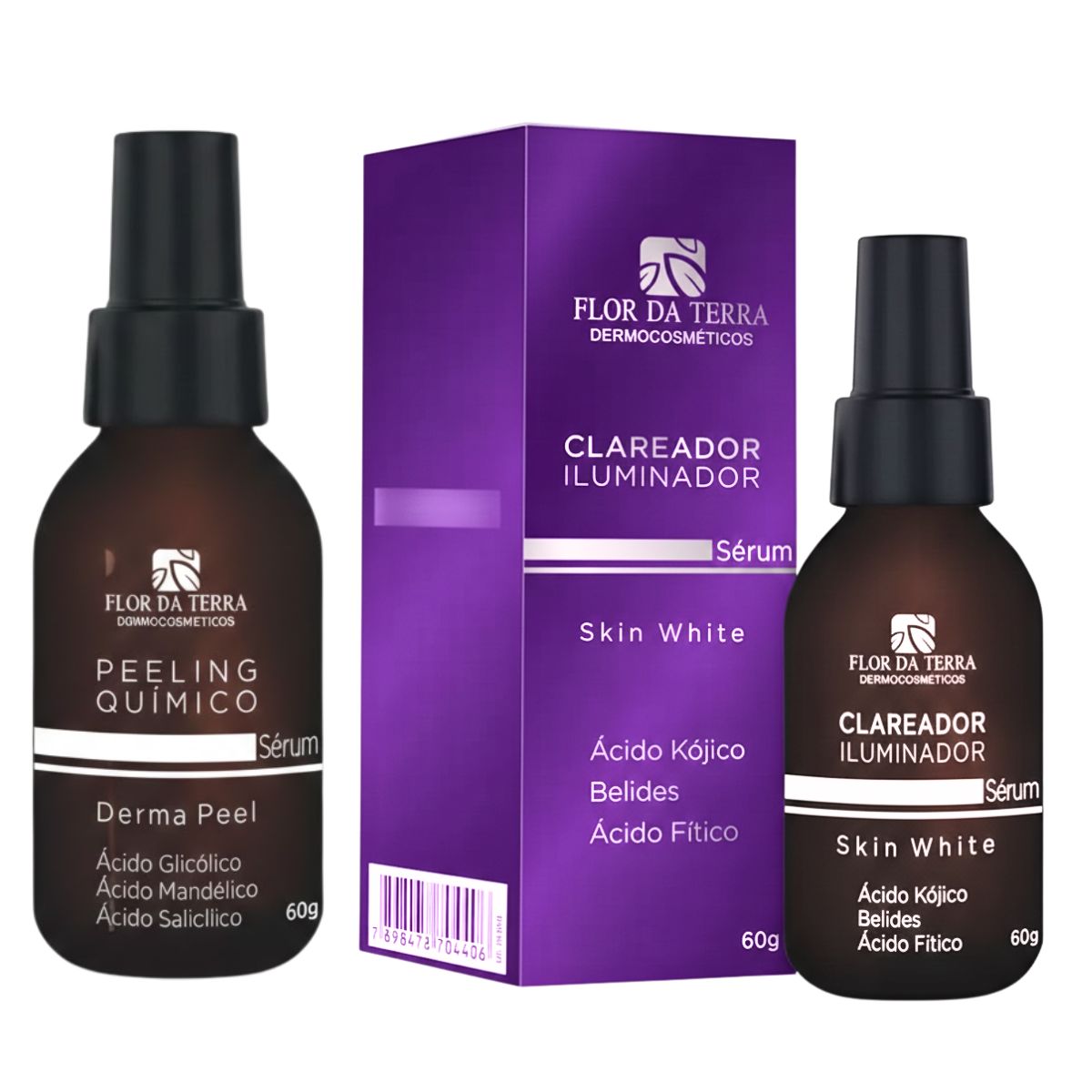 Peeling Químico E Sérum Clareador Skin White Flor Da Terra