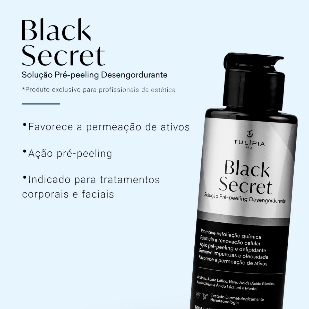 Black Secret Solução Pré-Peeling Desengordurante 120ML