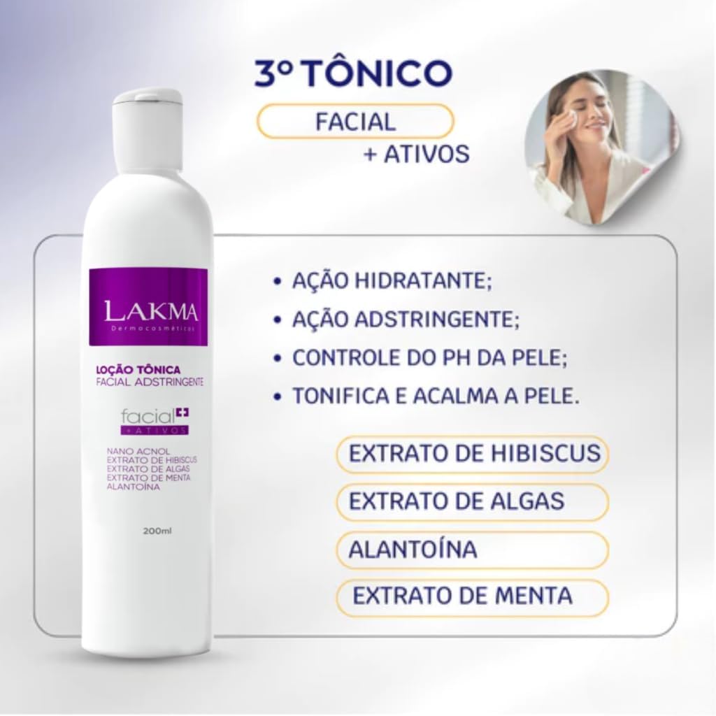 Loção Tônica Facial Lakma - Limpeza Profunda e Hidratação