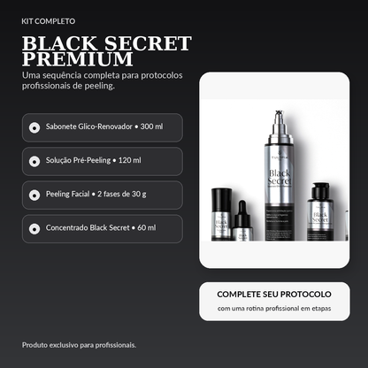 Tulípia Kit Peeling Premium Black Secret 4 Itens Renovação Viço Skincare Profissional