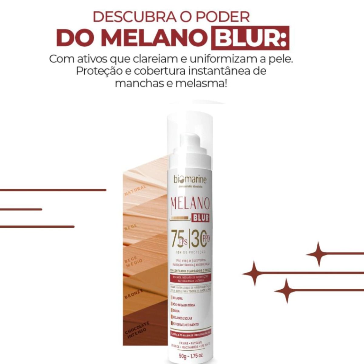 Protetor Solar Base FPS75 Melano Blur Natural Antimanchas